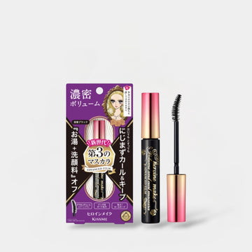 KissMe Heroine Make Volume & Curl Mascara Waterproof 6g (Black) ماسكارا كيس مي هيروين ميك فوليوم آند كيرل المقاومة للماء - أسود - Princess Cosmetics Qatar