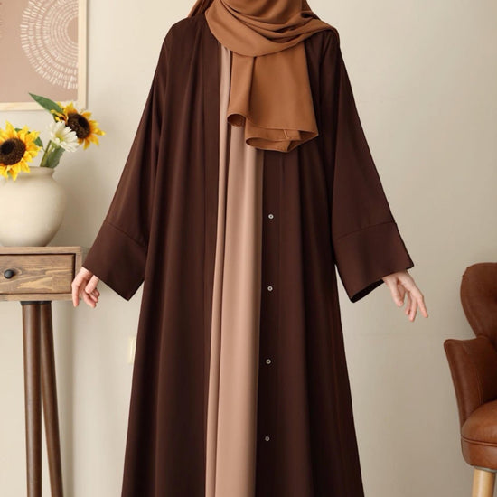 Klasik Abaya - Brown. عباية كلاسيك - بني - Princess Cosmetics Qatar