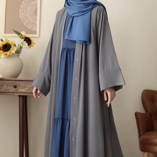 Klasik Abaya - Gray. عباية كلاسيك - رمادي - Princess Cosmetics Qatar