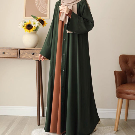 Klasik Abaya - Green. عباية كلاسيك - أخضر - Princess Cosmetics Qatar