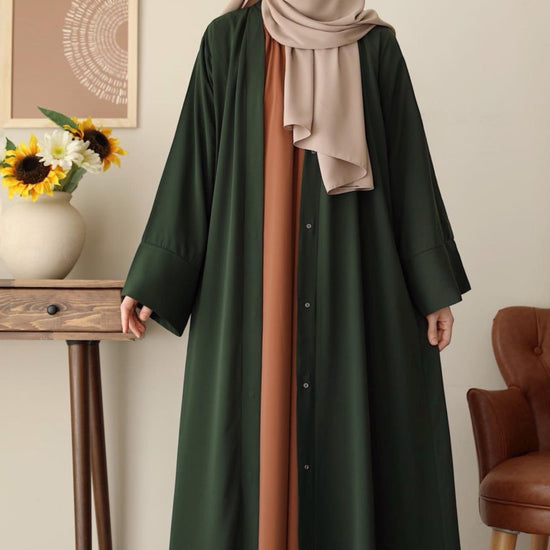 Klasik Abaya - Green. عباية كلاسيك - أخضر - Princess Cosmetics Qatar