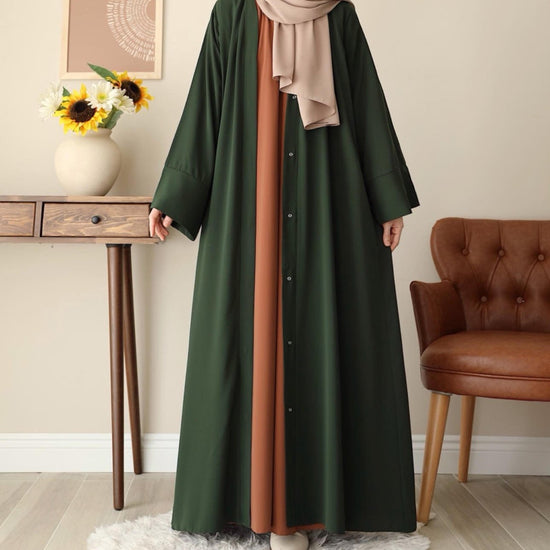 Klasik Abaya - Green. عباية كلاسيك - أخضر - Princess Cosmetics Qatar