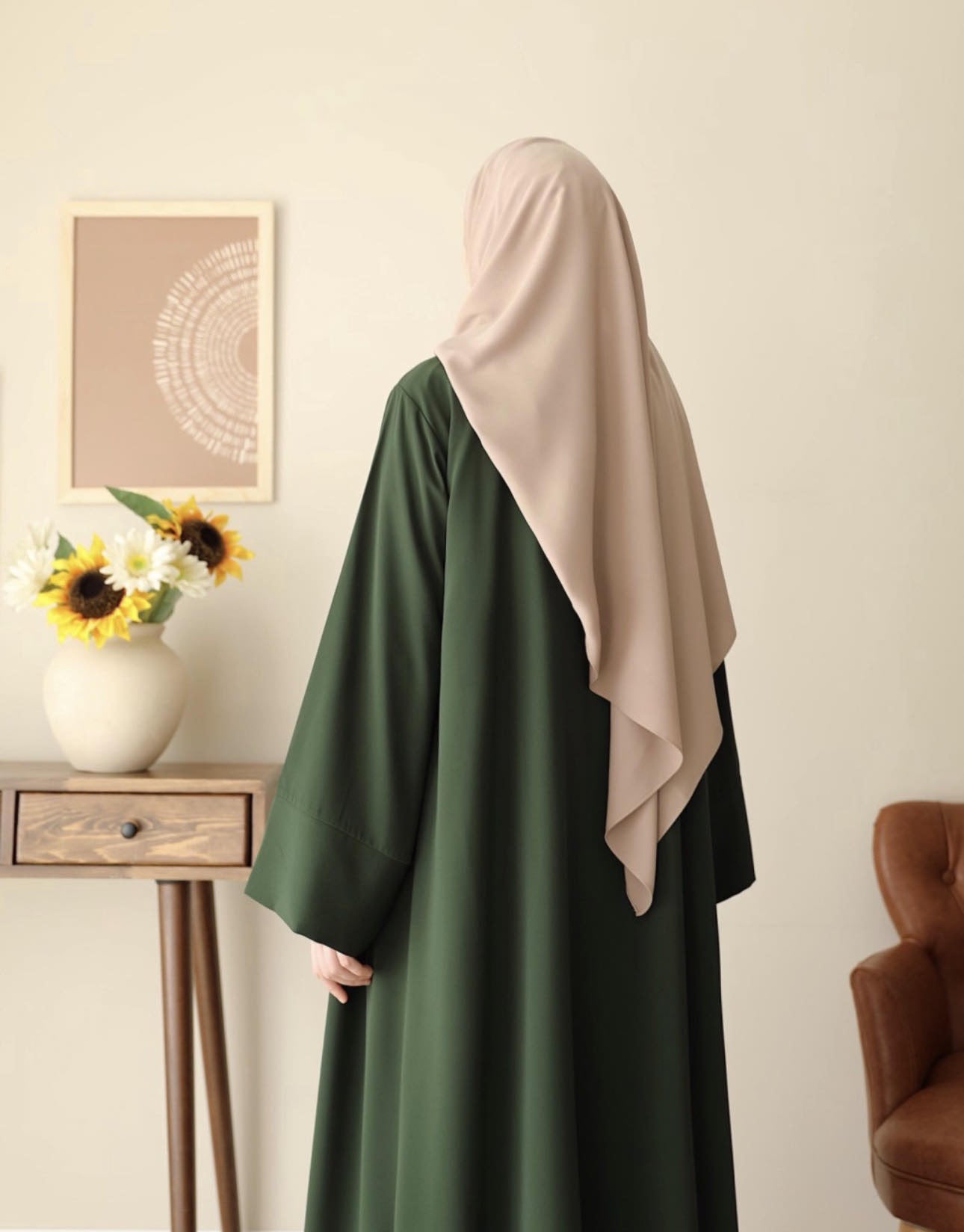 Klasik Abaya - Green. عباية كلاسيك - أخضر - Princess Cosmetics Qatar