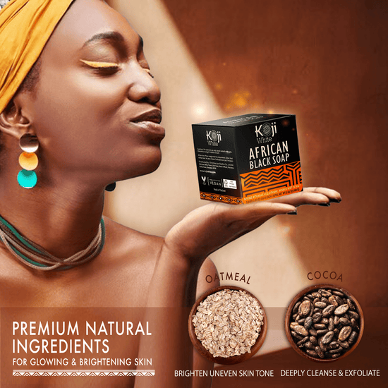 Koji White African Black Soap Bar (80g x 2) صابون كوجي وايت الأفريقي الأسود - Princess Cosmetics Qatar