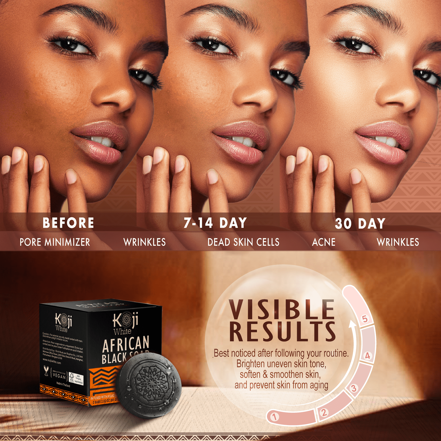 Koji White African Black Soap Bar (80g x 2) صابون كوجي وايت الأفريقي الأسود - Princess Cosmetics Qatar