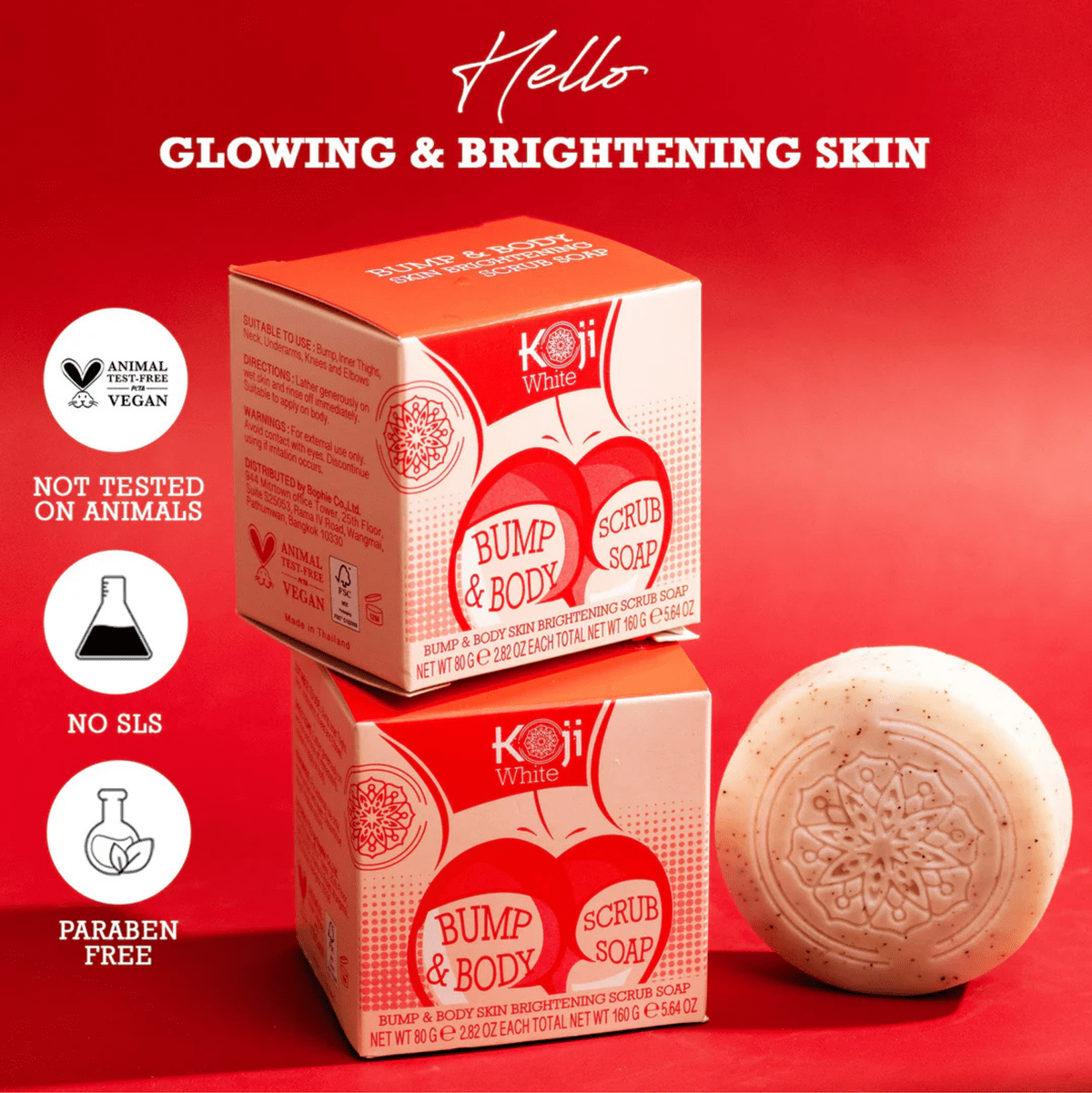 Koji White Bump & Body Skin Brightening Scrub Soap (2 Bar x 80g) صابون كوجي وايت لتفتيح البشرة والجسم - Princess Cosmetics Qatar