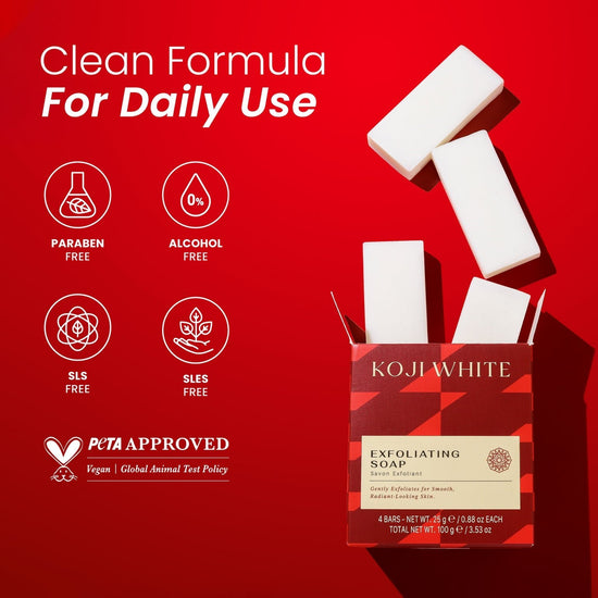 Koji White Exfoliating Soap (25g x 4) كوجي وايت صابون مقشر - Princess Cosmetics Qatar