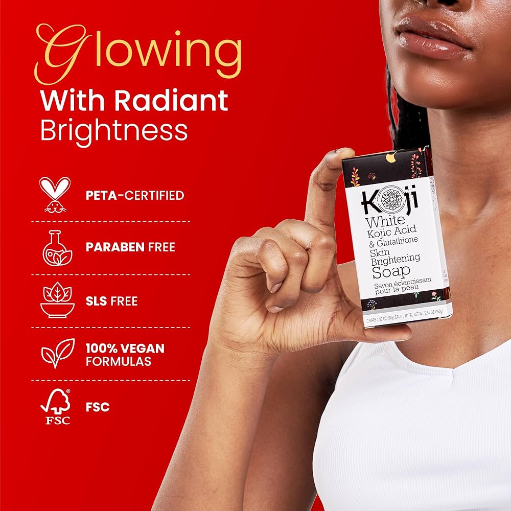 Koji White Kojic Acid & Glutathione Skin Brightening Soap (2 Bars x 80g) صابون كوجي وايت لتفتيح البشرة بحمض الكوجيك والغلوتاثيون - Princess Cosmetics Qatar