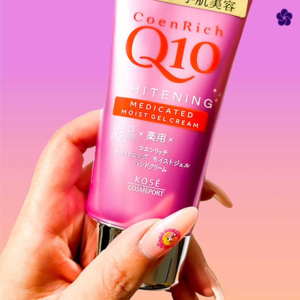 Kose CoenRich Q10 Whitening Medicated Moist Gel Hand Cream 80g كريم اليدين المرطب والمبيض من كوس كوينريتش كيو 10 - Princess Cosmetics Qatar