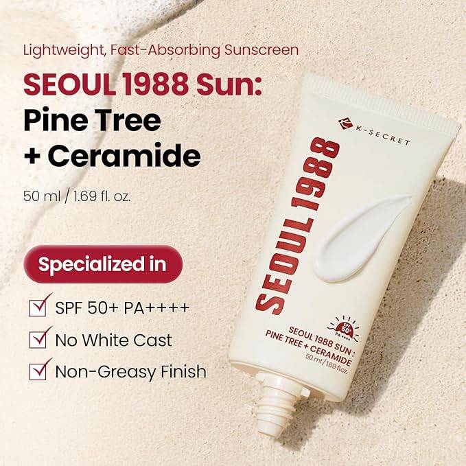 KSecret SEOUL 1988 Sun: Pine Tree + Ceramide 50ml كي سيكريت سيول 1988 واقي الشمس: الصنوبر + السيراميد - Princess Cosmetics Qatar