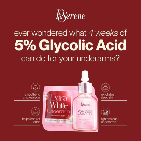 KSerene 5% Glycolic Acid Extra White Underarm Serum Cream 30g كريم سيروم كي سيرين لتفتيح الإبطين بحمض الجليكوليك بنسبة 5% - Princess Cosmetics Qatar