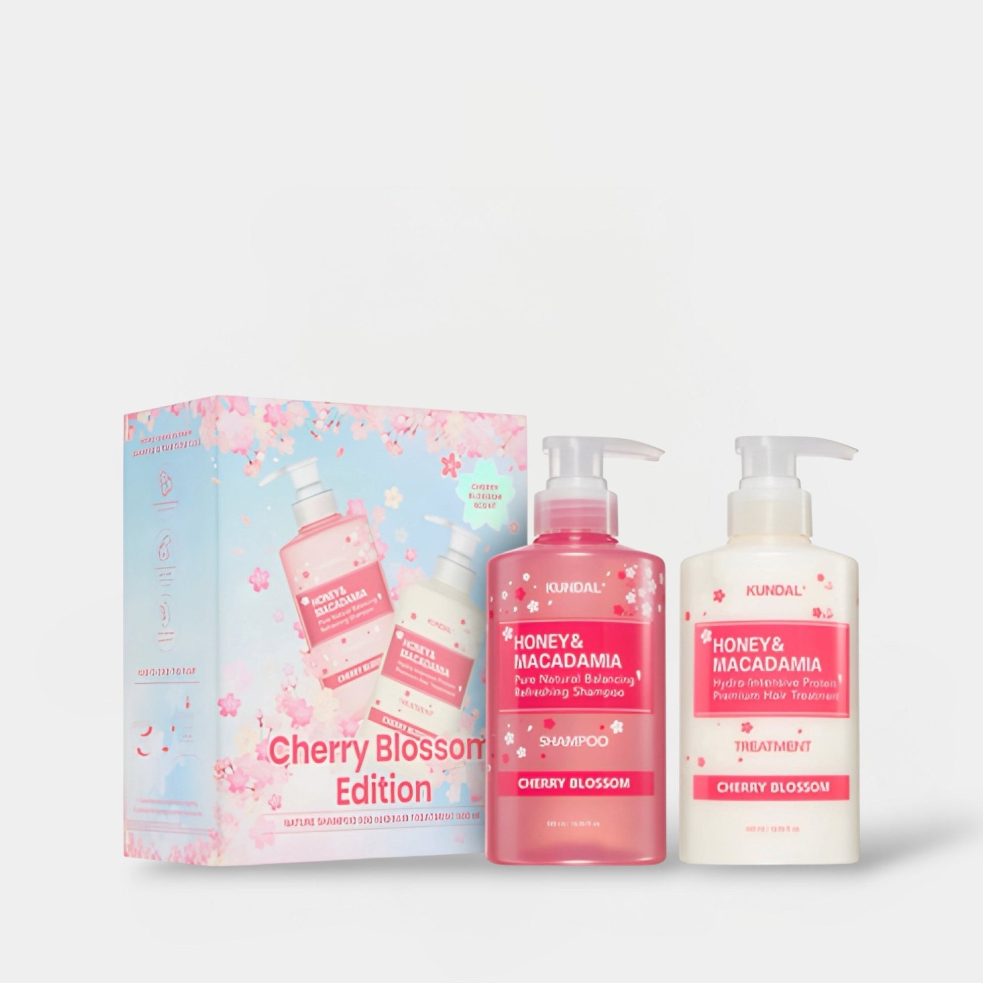 Kundal Cherry Blossom Edition (Shampoo 500ml + Treatment 500ml) مجموعة كوندال بزهر الكرز (شامبو + علاج) - Princess Cosmetics Qatar