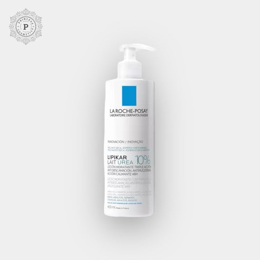 La Roche Posay Lipikar Lait Urea 10% Triple Action Hydrating Lotion 400ml. لاروش بوساي ليبيكار لايت يوريا 10% لوشن ترطيب ثلاثي المفعول 400 مل - Princess Cosmetics Qatar