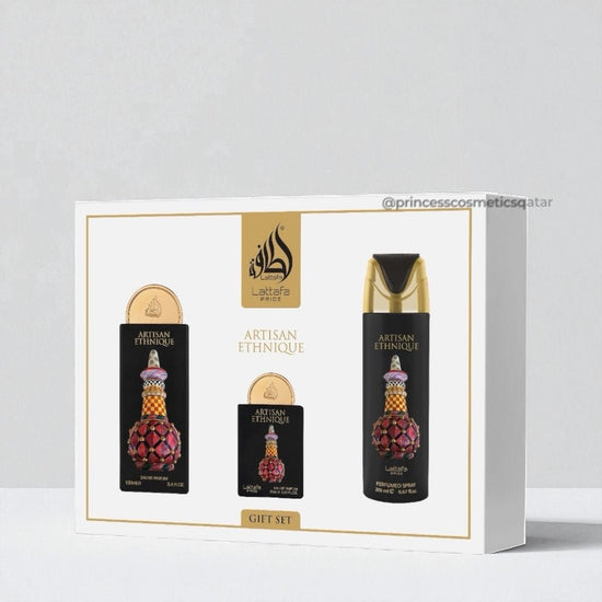 Lattafa Artisan Ethnique Gift Set (3pcs) مجموعة هدايا لطافة الحرفيين العرقية - Princess Cosmetics Qatar