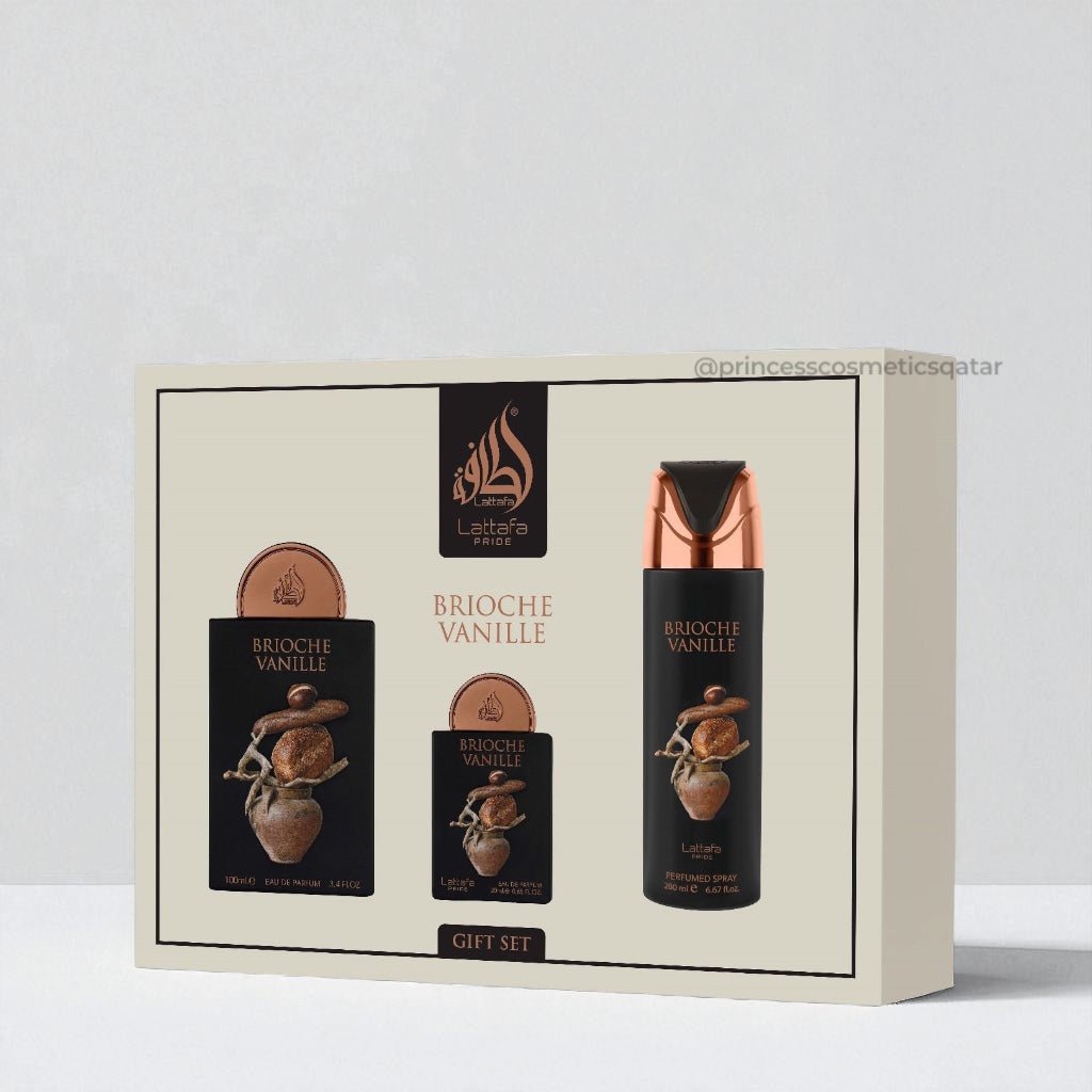 Lattafa Brioche Vanille Gift Set (3pcs) مجموعة هدايا لطافة بريوش فانيليا - Princess Cosmetics Qatar