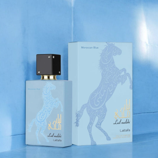 Lattafa Lail Maleki Moroccan Blue 100ml لطافة ليل ملكي أزرق مغربي - Princess Cosmetics Qatar