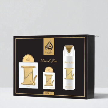 Lattafa Peace & Love Gift Set (3pcs) مجموعة هدايا لطافة للسلام والحب - Princess Cosmetics Qatar