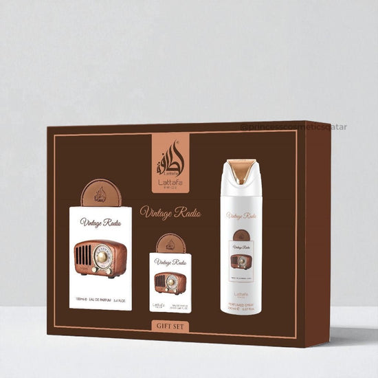 Lattafa Vintage Radio Gift Set (3pcs) مجموعة هدايا راديو لطافة العتيق - Princess Cosmetics Qatar
