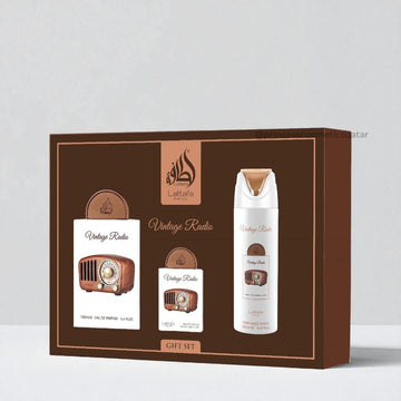 Lattafa Vintage Radio Gift Set (3pcs) مجموعة هدايا راديو لطافة العتيق - Princess Cosmetics Qatar