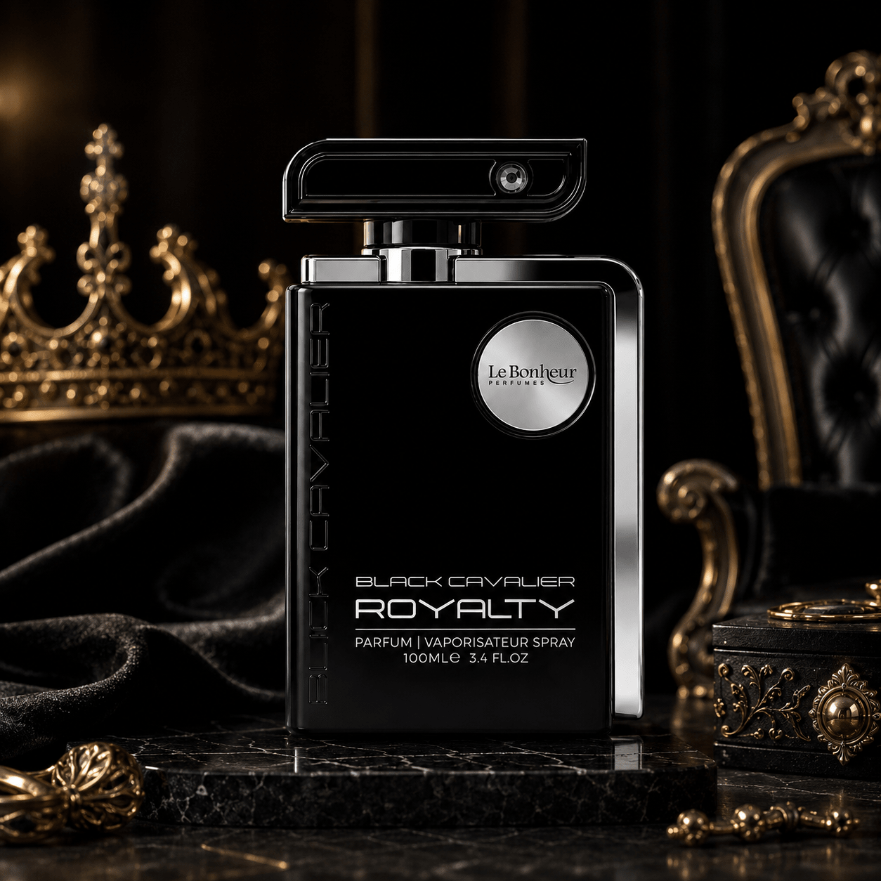 Le Bonheur Black Cavalier Royalty 100ml لو بونور بلاك كافالير رويالتي - Princess Cosmetics Qatar
