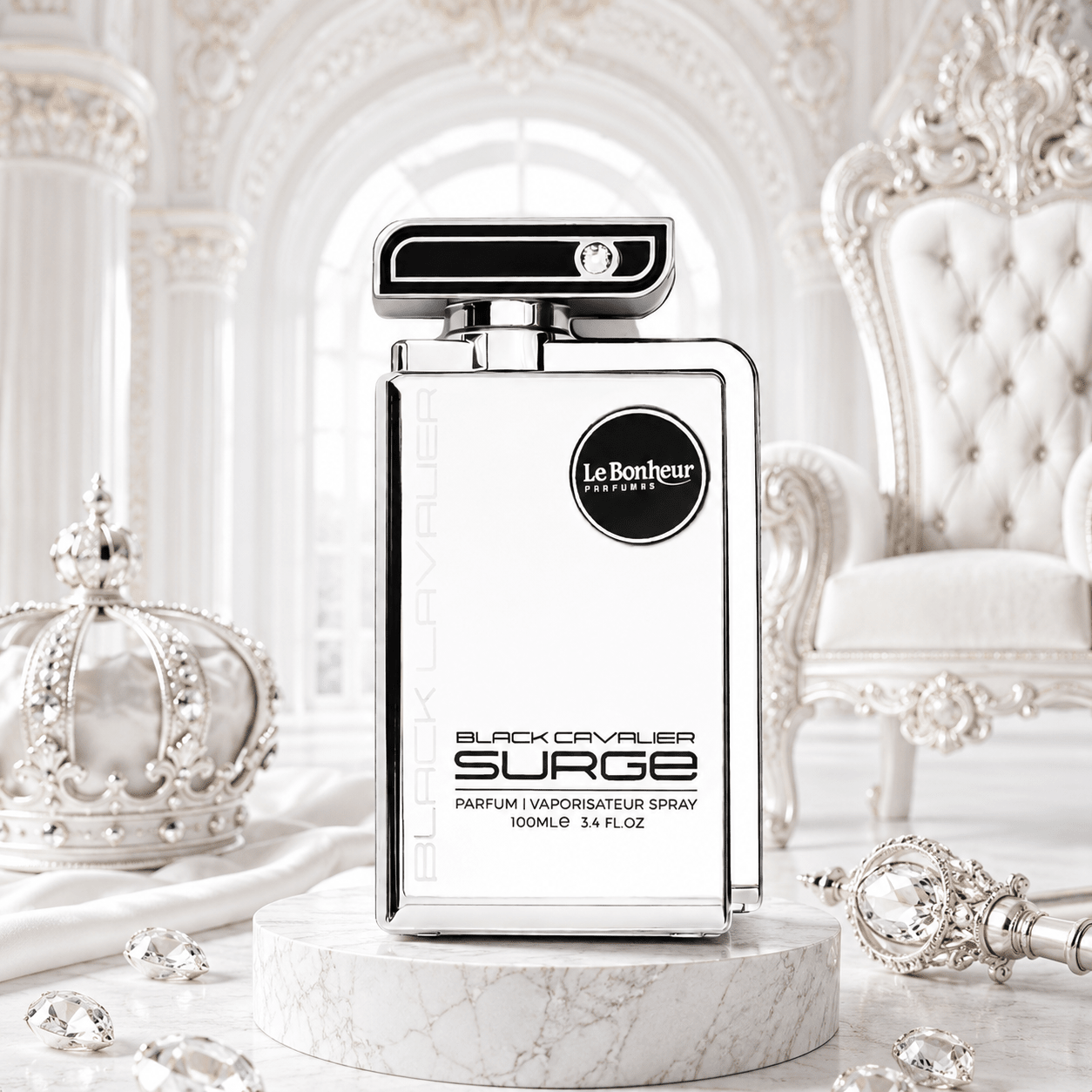 Le Bonheur Black Cavalier Surge 100ml لو بونور بلاك كافالير سيرج - Princess Cosmetics Qatar