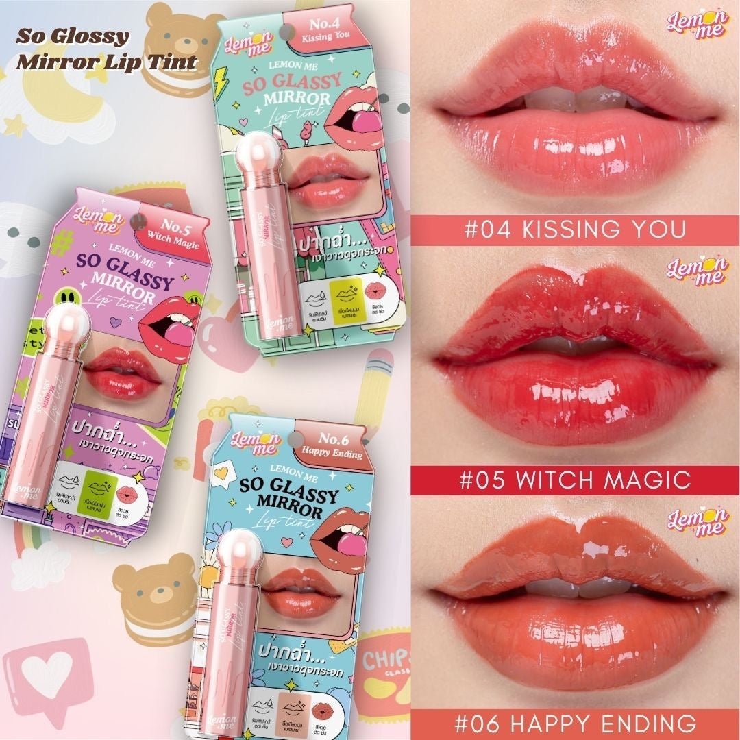 Lemon Me So Glassy Mirror Lip Tint 3.2g ليمون مي سو، مرطب شفاه لامع - Princess Cosmetics Qatar