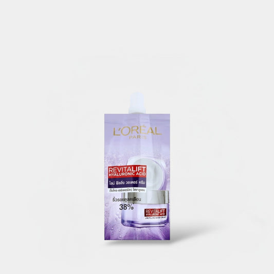 Loreal Revitalift Hyaluronic Acid Filling Water Cream SACHET 7ml كريم لوريال ريفيتاليفت المائي بحمض الهيالورونيك - كيس - Princess Cosmetics Qatar
