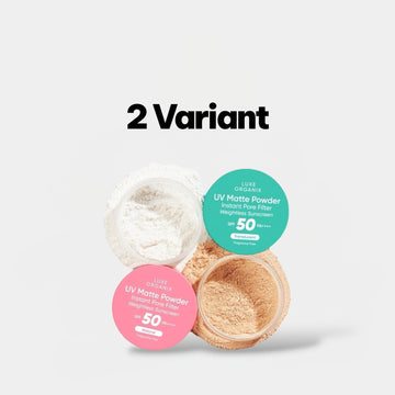 Luxe Organix 24H Zero Sebum Instant Pore Blurring Weightless Matte Powder SPF 50 PA+ 15g بودرة لوكس أورجانيكس غير لامعة خالية من الدهون تدوم 24 ساعة، إخفاء فوري للمسام، خفيفة الوزن - Princess Cosmetics Qatar