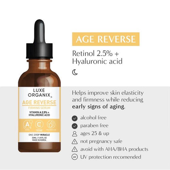Luxe Organix Age Reverse Collagen Glow Serum 30ml سيروم لوكس أورجانيكس لتوهج الكولاجين المضاد لعلامات التقدم في السن - Princess Cosmetics Qatar
