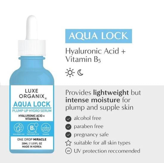 Luxe Organix Aqua Lock Serum 30ml لوكس أورجانيكس أكوا لوك سيروم 30 مل - Princess Cosmetics Qatar