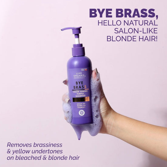 Luxe Organix Bye Brass Purple Shampoo 240ml شامبو لوكس أورجانيكس باي براس البنفسجي - Princess Cosmetics Qatar