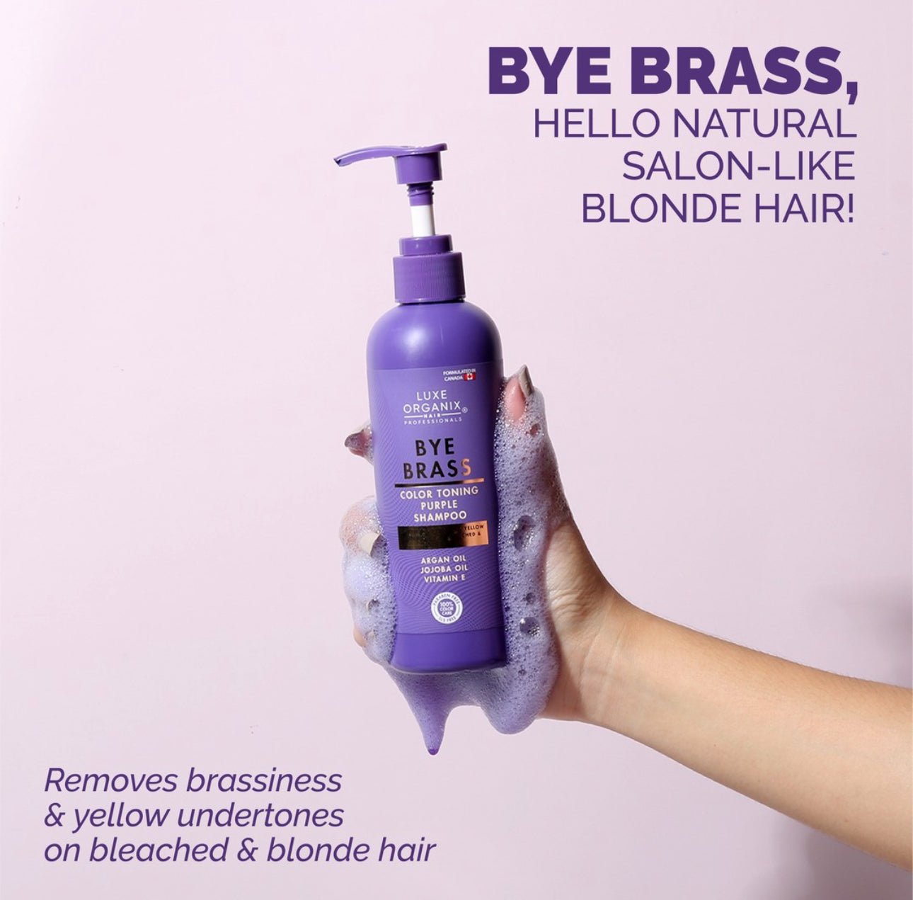Luxe Organix Bye Brass Purple Shampoo 240ml شامبو لوكس أورجانيكس باي براس البنفسجي - Princess Cosmetics Qatar