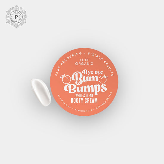 Luxe Organix Bye Bye Bum Bumps White & Clear Booty Cream 230g لوكس أورجانيكس باي باي بوم بومبس وايت آند كلير - كريم الغنائم 230 جم - Princess Cosmetics Qatar