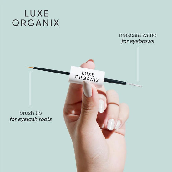 Luxe Organix Castor Oil Dual Tip Eyelash & Brow Growth Serum 12ml سيروم لوكس أورجانيكس لنمو الرموش والحواجب بزيت الخروع بطرفين - Princess Cosmetics Qatar