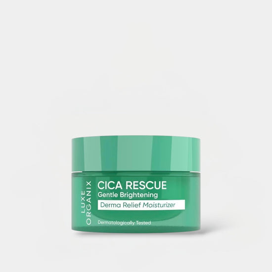 Luxe Organix Cica Rescue Gentle Brightening Derma Relief Moisturizer 50g مرطب لوكس أورجانيكس سيكا ريسكيو اللطيف لتفتيح البشرة وتخفيف آثارها - Princess Cosmetics Qatar