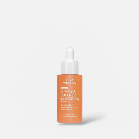 Luxe Organix Clinical Pro Vita C20 Booster Bright UV Defense Serum 30ml لوكس أورغانيكس كلينيكال برو فيتا C20 سيروم معزّز للإشراق وحماية من الأشعة فوق البنفسجية - Princess Cosmetics Qatar