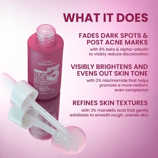 Luxe Organix Derma PRO Melasma Clear 300 Liquid Microneedle Soicule Bright Serum 30ml سيروم لوكس أورجانيكس ديرما برو ميلازما كلير 300 السائل بتقنية الإبر الدقيقة لتفتيح البشرة - Princess Cosmetics Qatar