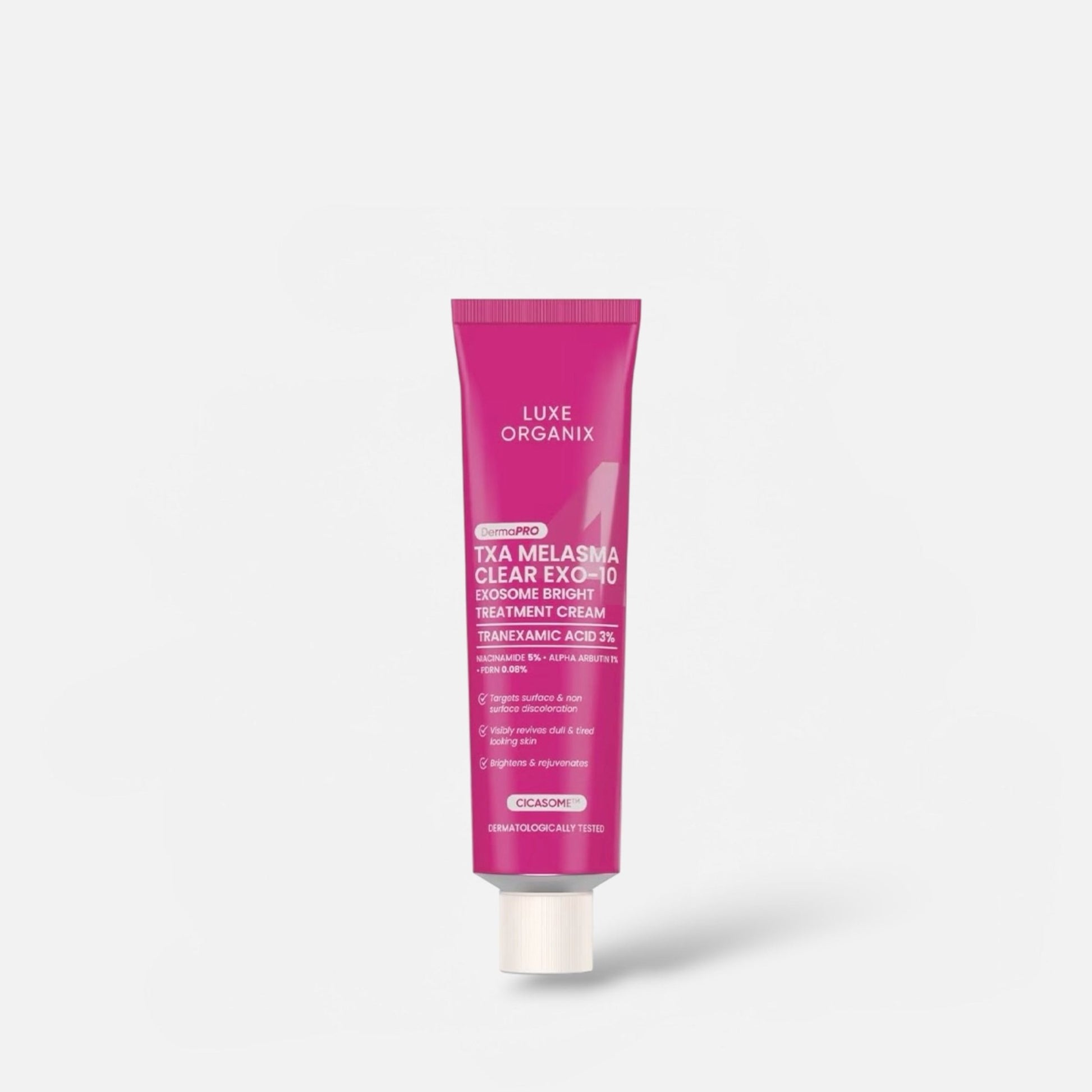 Luxe Organix Derma PRO TXA Melasma Clear Exosome Bright Treatment Cream 30g كريم لوكس أورجانيكس ديرما برو تي إكس إيه لعلاج الكلف وتفتيح البشرة بتقنية الإكسوسوم - Princess Cosmetics Qatar