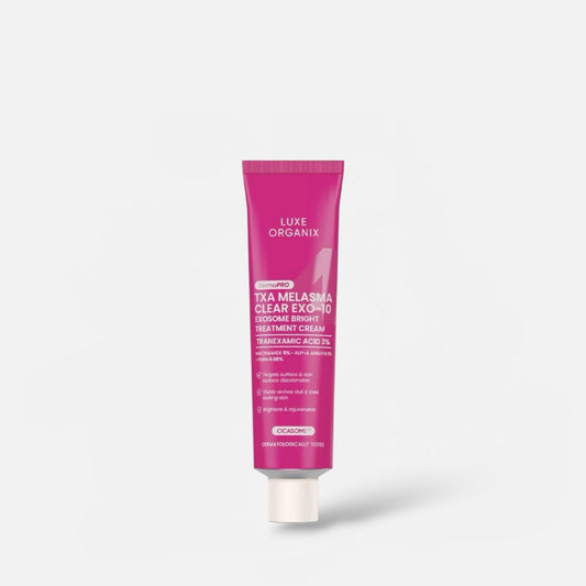 Luxe Organix Derma PRO TXA Melasma Clear Exosome Bright Treatment Cream 30g كريم لوكس أورجانيكس ديرما برو تي إكس إيه لعلاج الكلف وتفتيح البشرة بتقنية الإكسوسوم - Princess Cosmetics Qatar