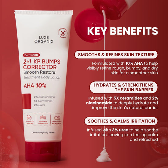 Luxe Organix DermaPRO 2in1 KP Bumps Corrector Smooth Restore Treatment Lotion 200ml لوشن علاجي لتنعيم البشرة وتجديدها من لوكس أورجانيكس ديرما برو 2 في 1 - Princess Cosmetics Qatar