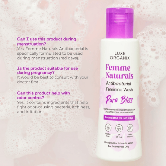 Luxe Organix Femme Naturals Whitening Feminine Wash 120ml غسول تبييض البشرة الطبيعي الفاخر من لوكس أورجانيكس فيم - Princess Cosmetics Qatar