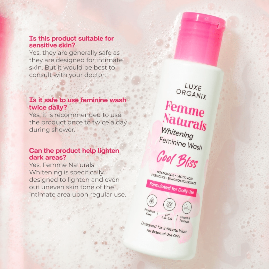 Luxe Organix Femme Naturals Whitening Feminine Wash 120ml غسول تبييض البشرة الطبيعي الفاخر من لوكس أورجانيكس فيم - Princess Cosmetics Qatar
