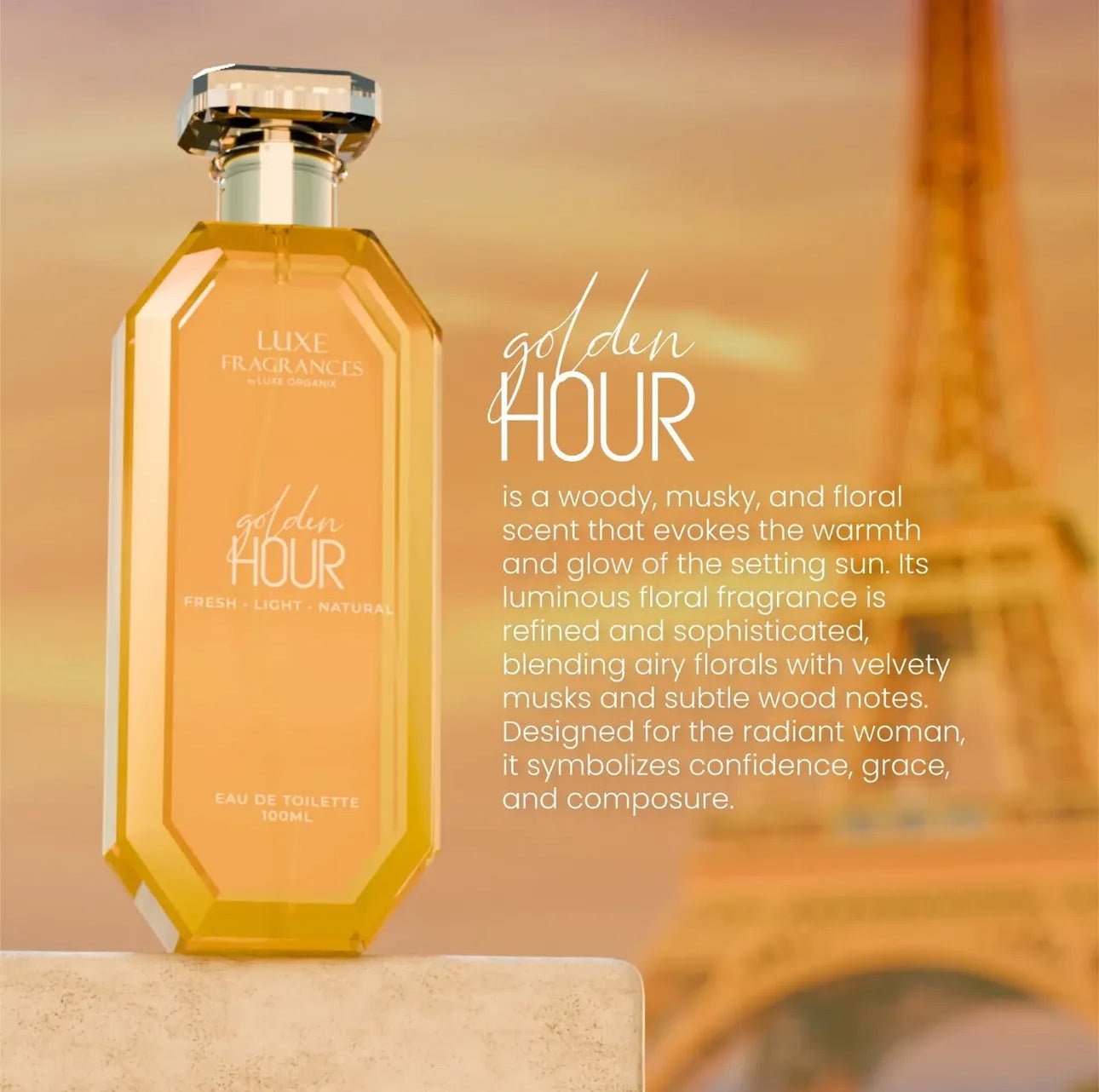 Luxe Organix Fragrances Golden Hour EDT 100ml لكس أورغانكس عطور غولدن آور - Princess Cosmetics Qatar