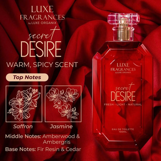 Luxe Organix Fragrances Secret Desire EDT 100ml عطور لوكس أورجانيكس سيكريت ديزاير - Princess Cosmetics Qatar