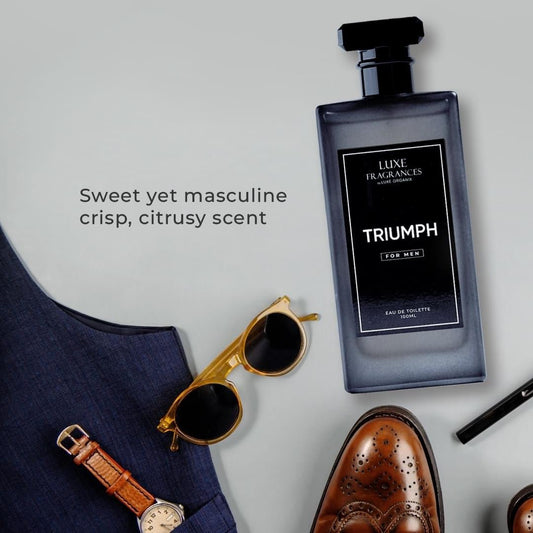 Luxe Organix Fragrances Triumph for Men Eau de Toilette 100ml لوكس أورجانيكس فراجرانز تريومف للرجال ماء تواليت 100 مل - Princess Cosmetics Qatar