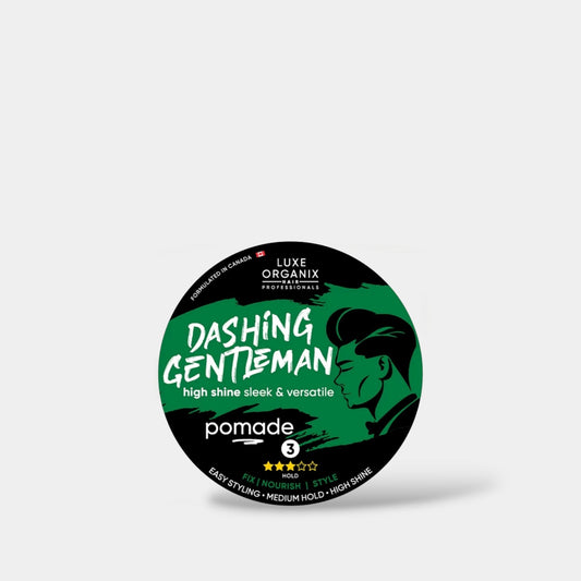 Luxe Organix Hair Professionals Dashing Gentleman High Shine Sleek and Versatile Pomade 80g لوكس أورغانيكس للشعر للمحترفين بوماد داشينغ جنتلمان لامع وناعم ومتعدد الاستخدامات - Princess Cosmetics Qatar