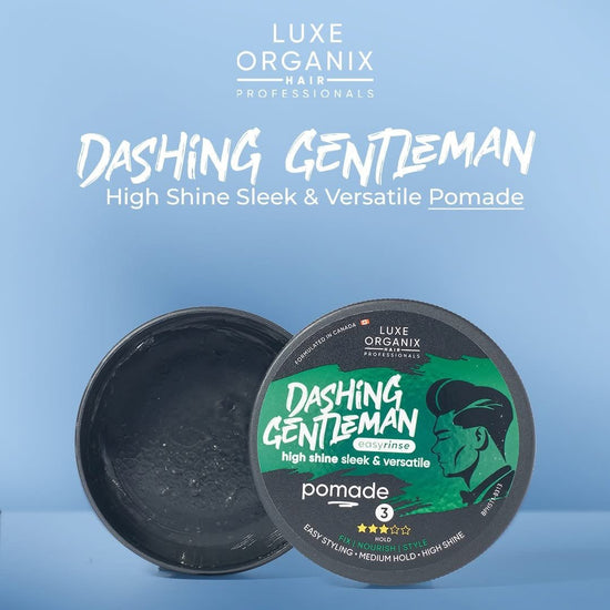 Luxe Organix Hair Professionals Dashing Gentleman High Shine Sleek and Versatile Pomade 80g لوكس أورغانيكس للشعر للمحترفين بوماد داشينغ جنتلمان لامع وناعم ومتعدد الاستخدامات - Princess Cosmetics Qatar