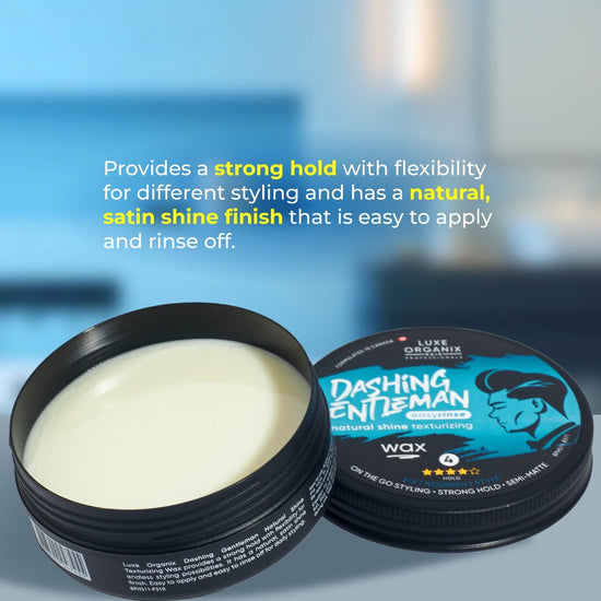Luxe Organix Hair Professionals Dashing Gentleman Natural Shine Texturizing Wax 80g شمع لوكس أورجانيكس لتصفيف الشعر الاحترافي، شمع داشينغ جنتلمان الطبيعي اللامع - Princess Cosmetics Qatar