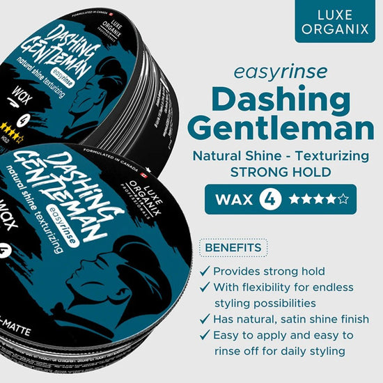 Luxe Organix Hair Professionals Dashing Gentleman Natural Shine Texturizing Wax 80g شمع لوكس أورجانيكس لتصفيف الشعر الاحترافي، شمع داشينغ جنتلمان الطبيعي اللامع - Princess Cosmetics Qatar