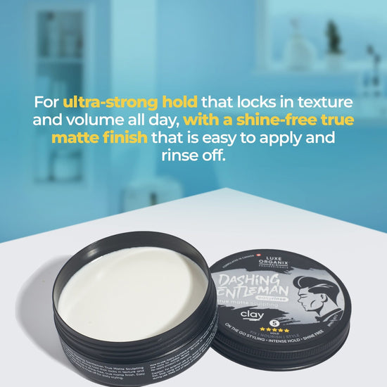 Luxe Organix Hair Professionals Dashing Gentleman True Matte Sculpting Clay 80g لوكس أورغانيكس هير بروفيشنالز داشينغ جنتل مان ترو مات سكلبتنغ كلاي - Princess Cosmetics Qatar